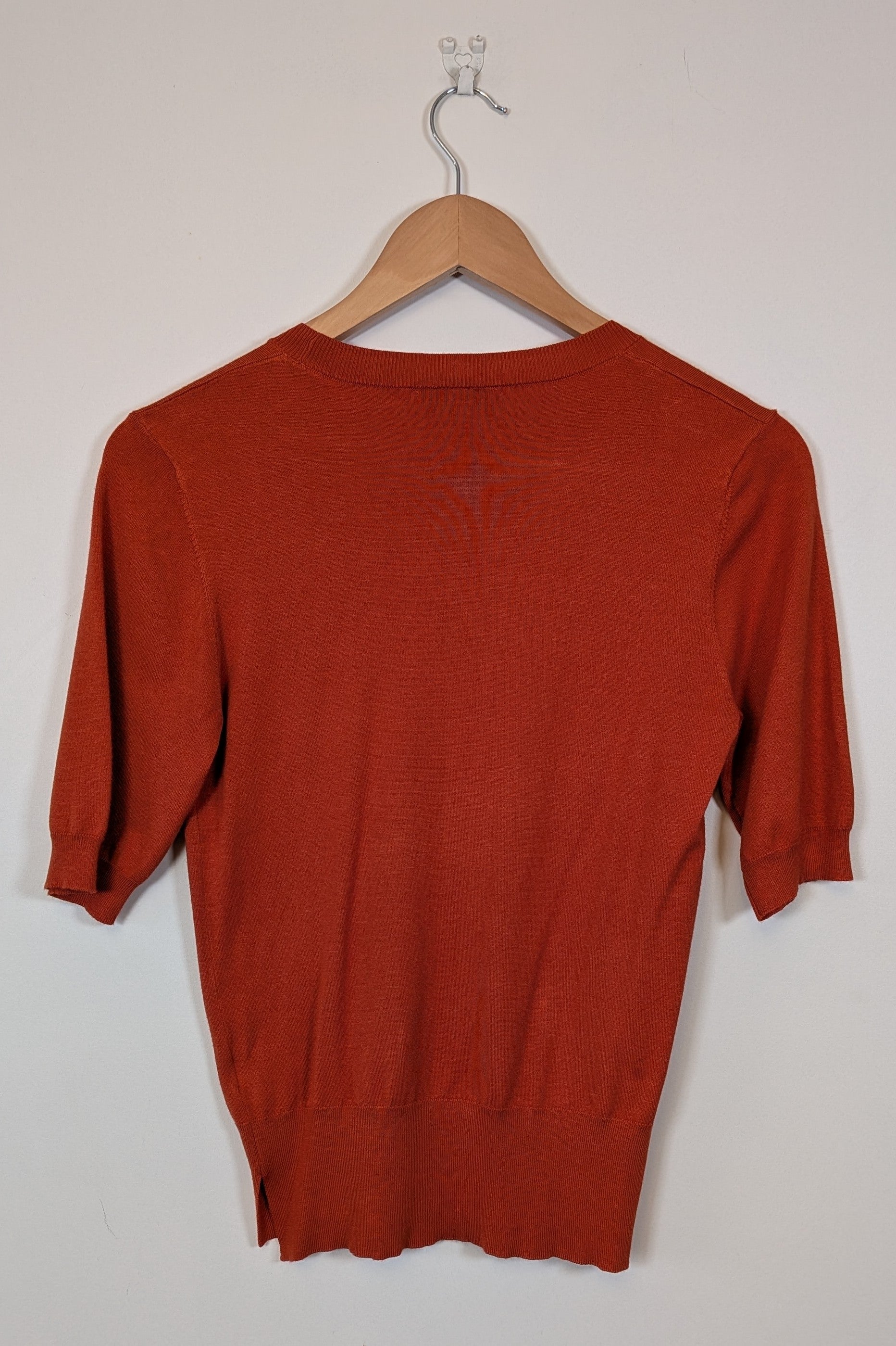 Veronika Maine Elbow Sleeve Round Knit in Pumpkin Size M