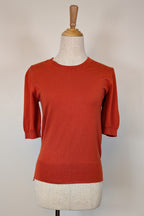 Veronika Maine Elbow Sleeve Round Knit in Pumpkin Size M
