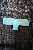 Blue Illusion Black Marled Fluffy Wool Blend Vest Size S
