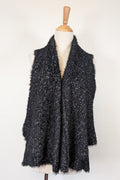 Blue Illusion Black Marled Fluffy Wool Blend Vest Size S