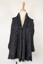 Blue Illusion Black Marled Fluffy Wool Blend Vest Size S