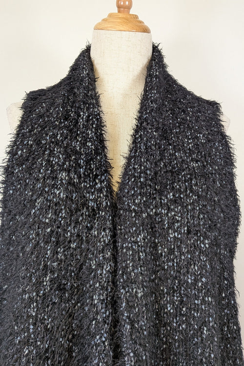 Blue Illusion Black Marled Fluffy Wool Blend Vest Size S