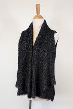 Blue Illusion Black Marled Fluffy Wool Blend Vest Size S