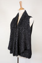 Blue Illusion Black Marled Fluffy Wool Blend Vest Size S