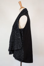 Blue Illusion Black Marled Fluffy Wool Blend Vest Size S