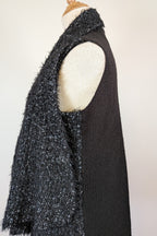 Blue Illusion Black Marled Fluffy Wool Blend Vest Size S