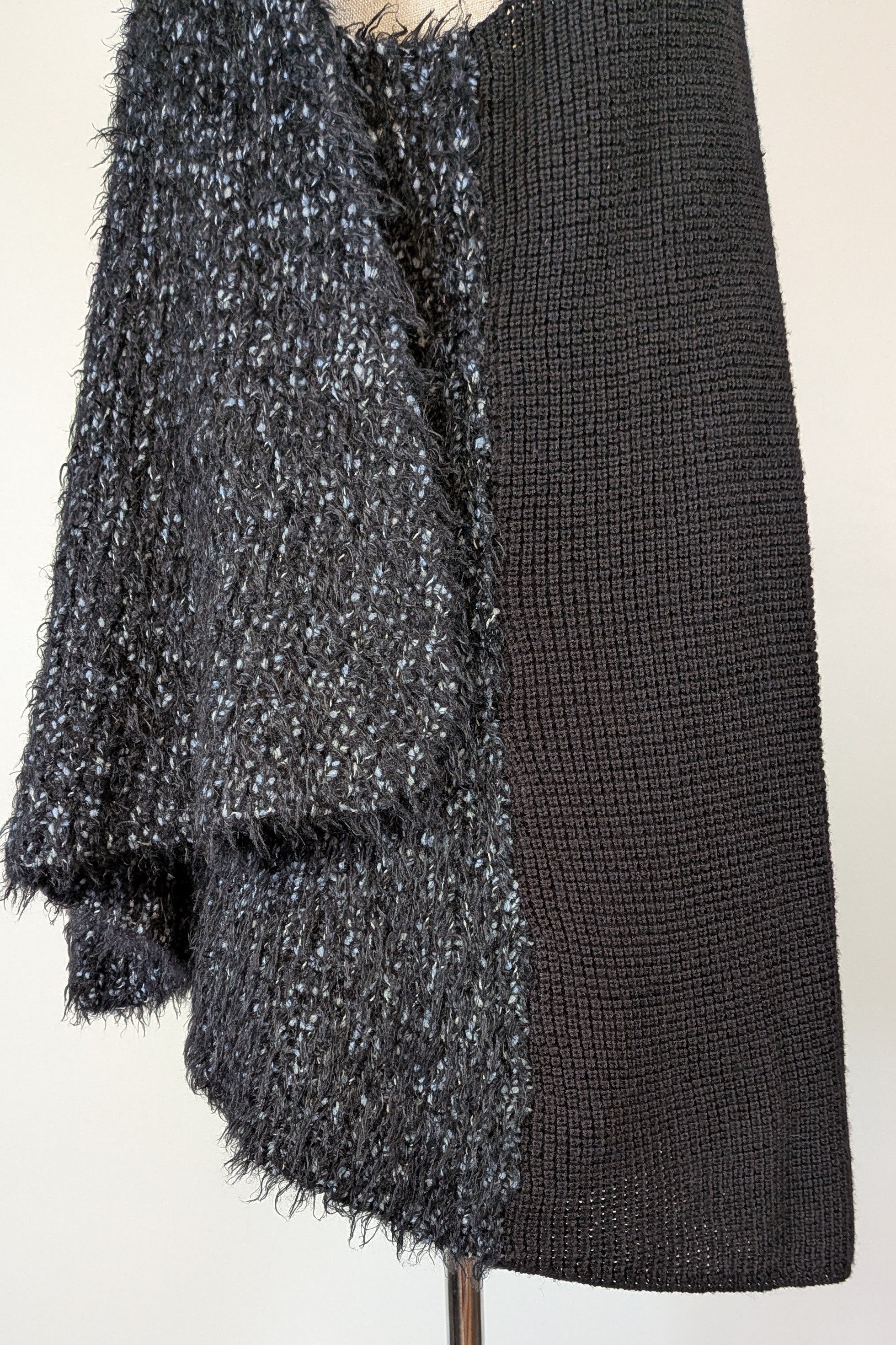 Blue Illusion Black Marled Fluffy Wool Blend Vest Size S