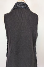 Blue Illusion Black Marled Fluffy Wool Blend Vest Size S
