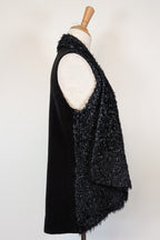 Blue Illusion Black Marled Fluffy Wool Blend Vest Size S