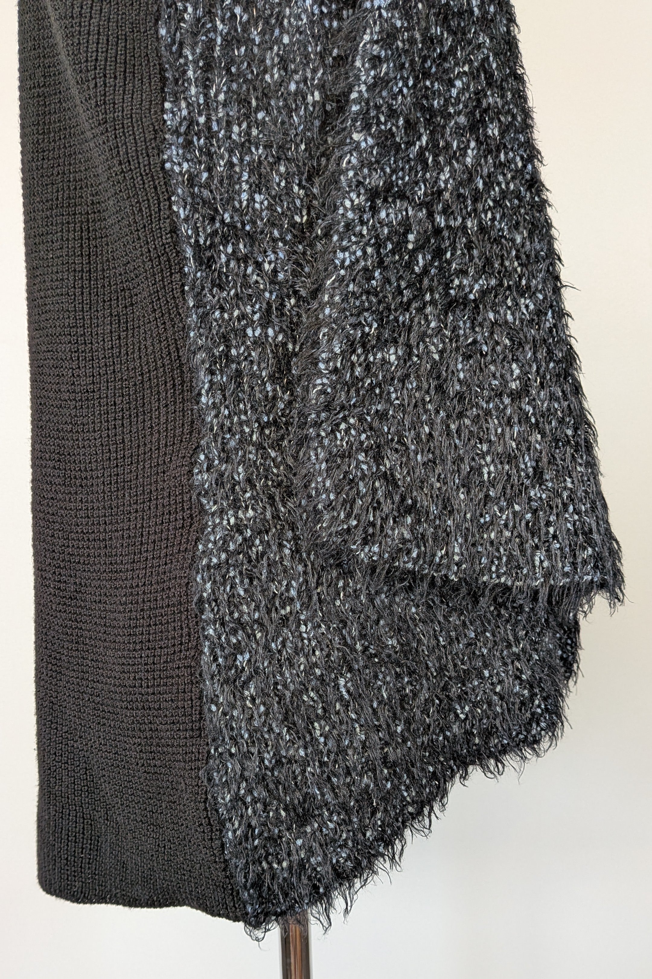 Blue Illusion Black Marled Fluffy Wool Blend Vest Size S