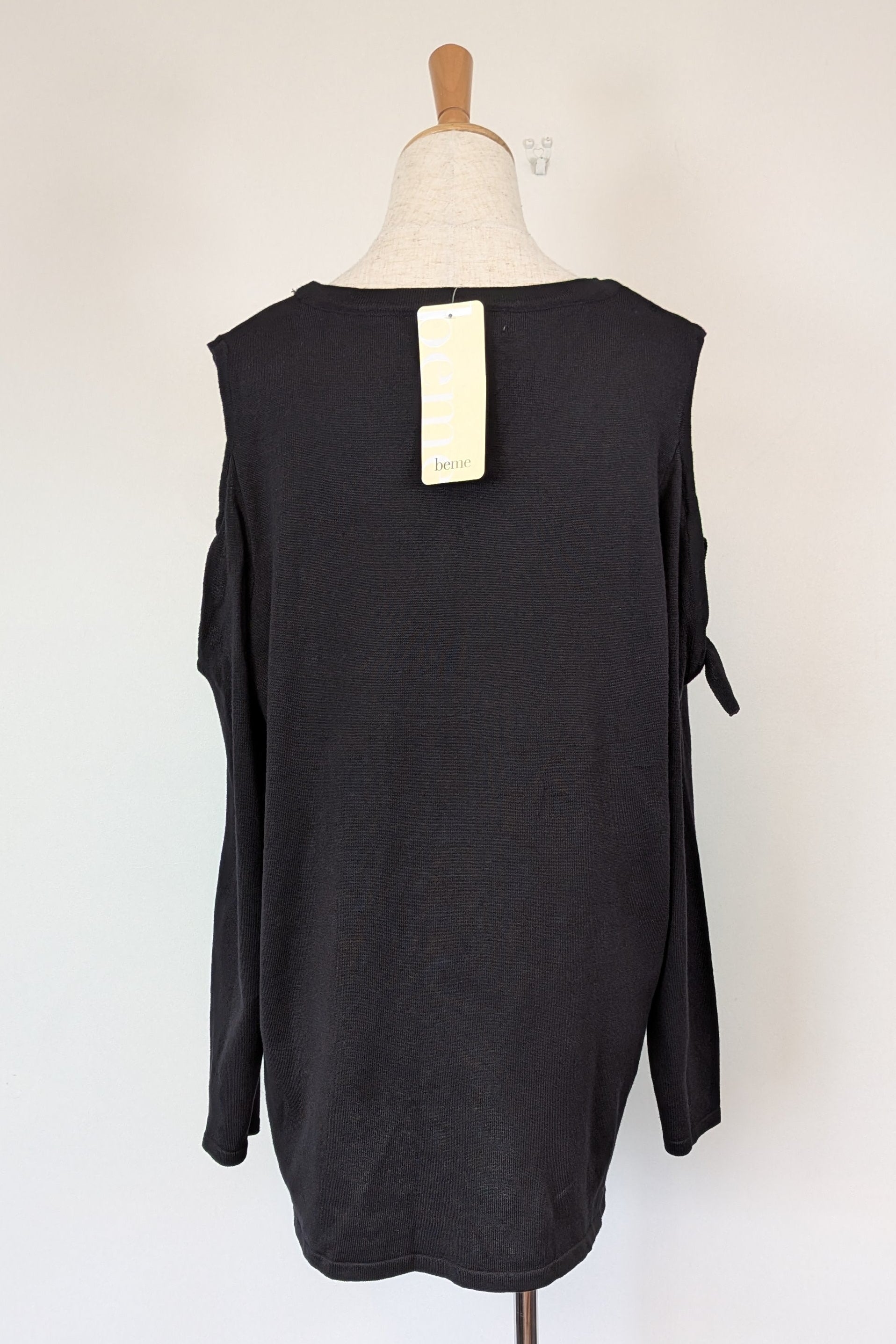 Beme Black 3/4 Cold Shoulder Jumper Size 16 BNWT RRP $79.95