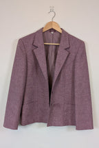 Vintage 90s British Dunedin Tradition Wool Blazer in Heather Mauve Size 12