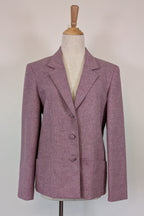 Vintage 90s British Dunedin Tradition Wool Blazer in Heather Mauve Size 12