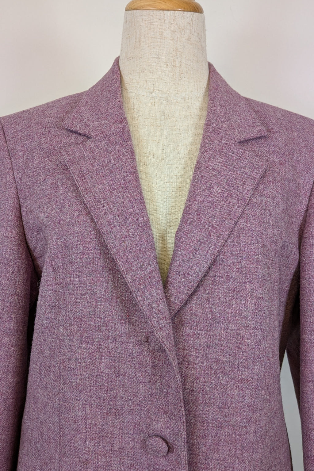 Vintage 90s British Dunedin Tradition Wool Blazer in Heather Mauve Size 12