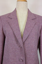 Vintage 90s British Dunedin Tradition Wool Blazer in Heather Mauve Size 12
