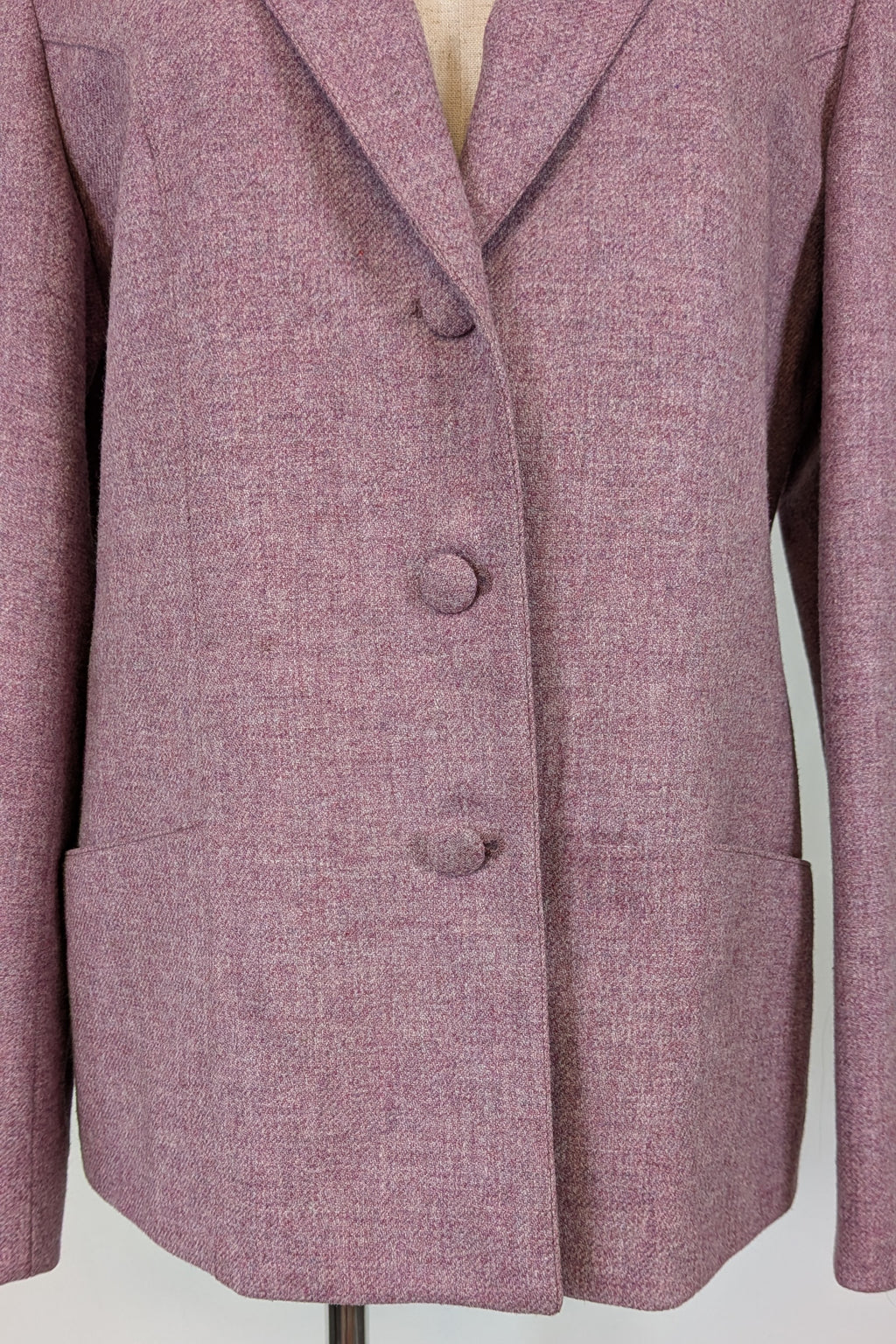 Vintage 90s British Dunedin Tradition Wool Blazer in Heather Mauve Size 12
