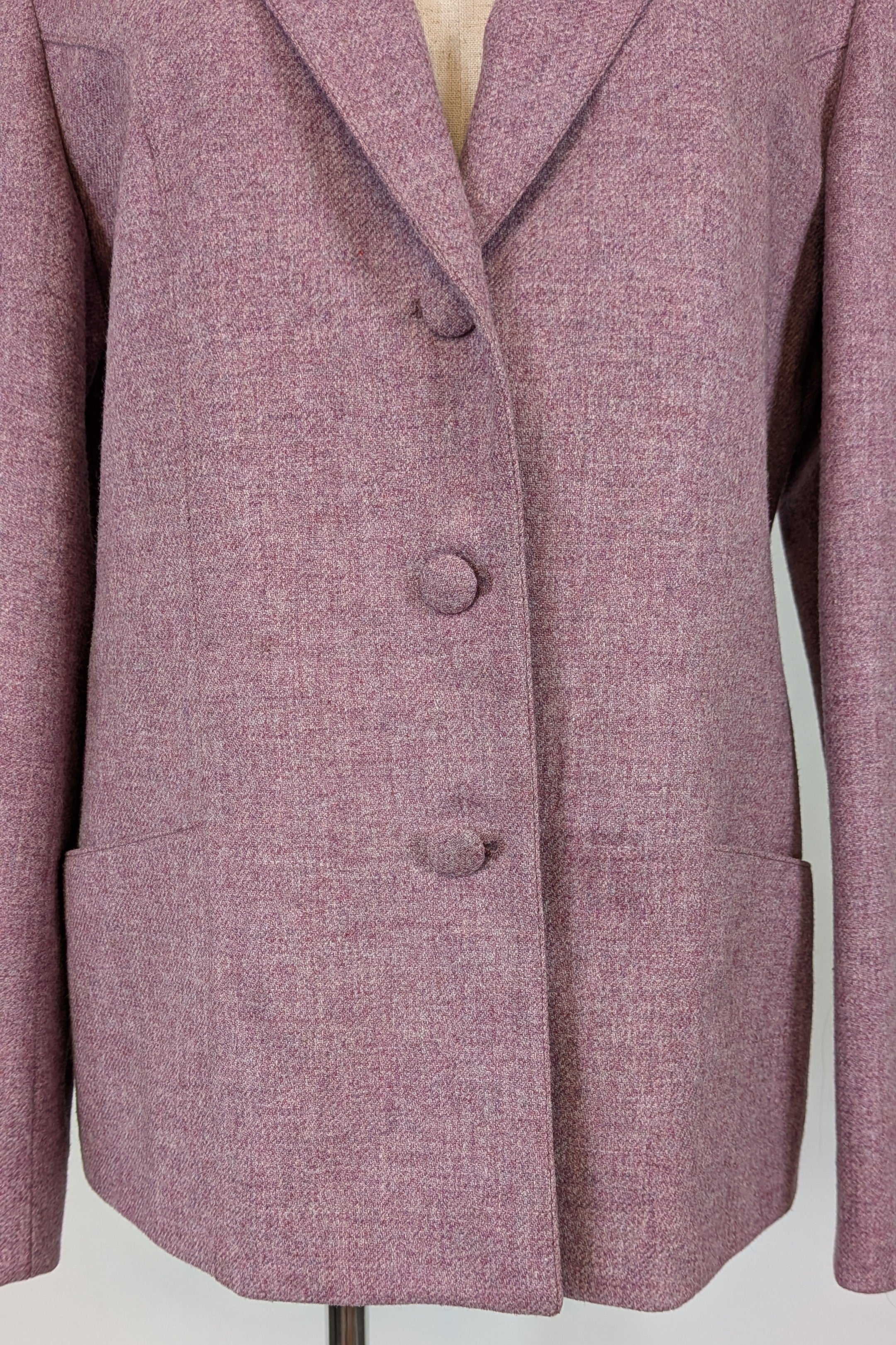 Vintage 90s British Dunedin Tradition Wool Blazer in Heather Mauve Size 12