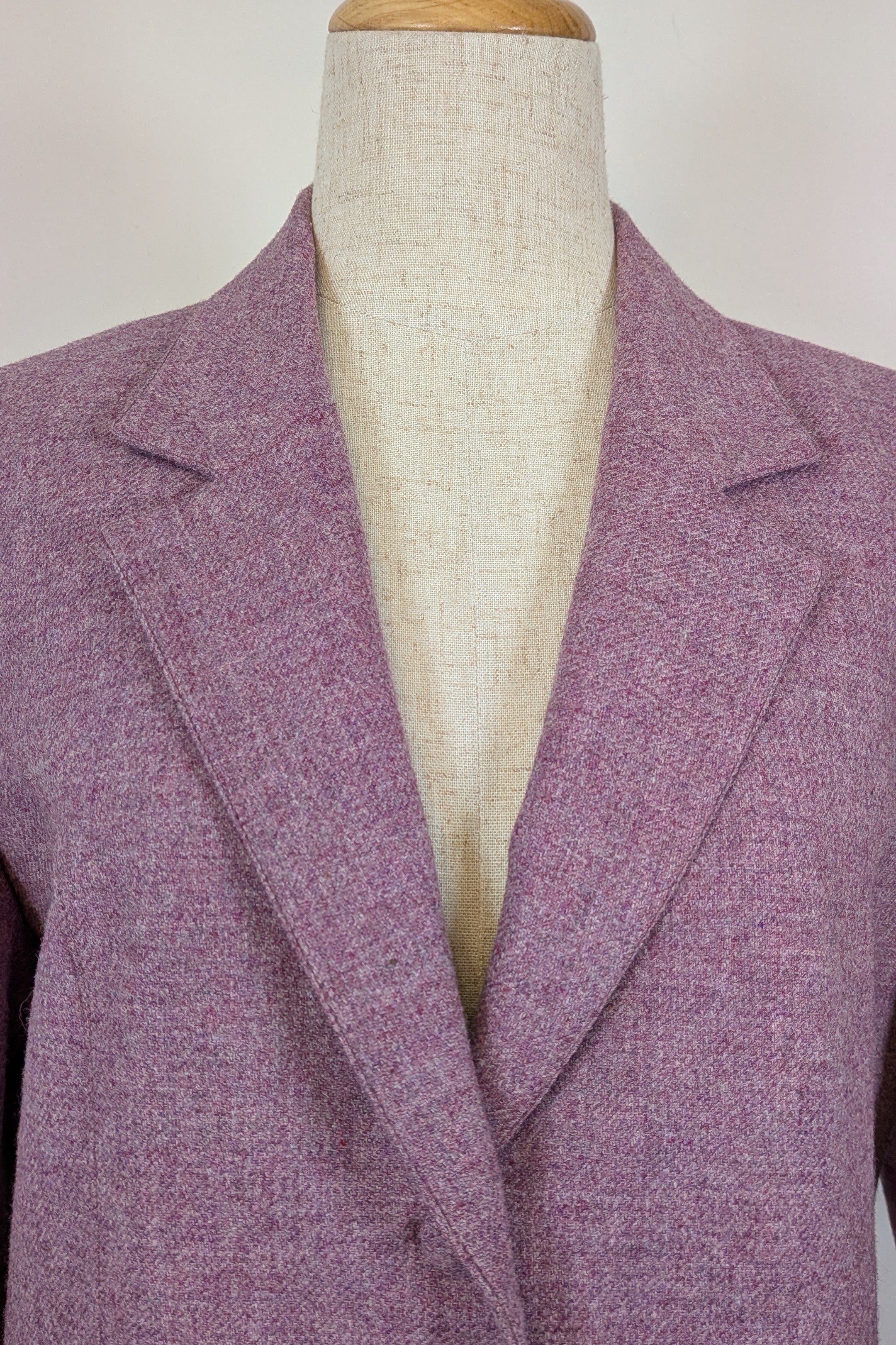 Vintage 90s British Dunedin Tradition Wool Blazer in Heather Mauve Size 12