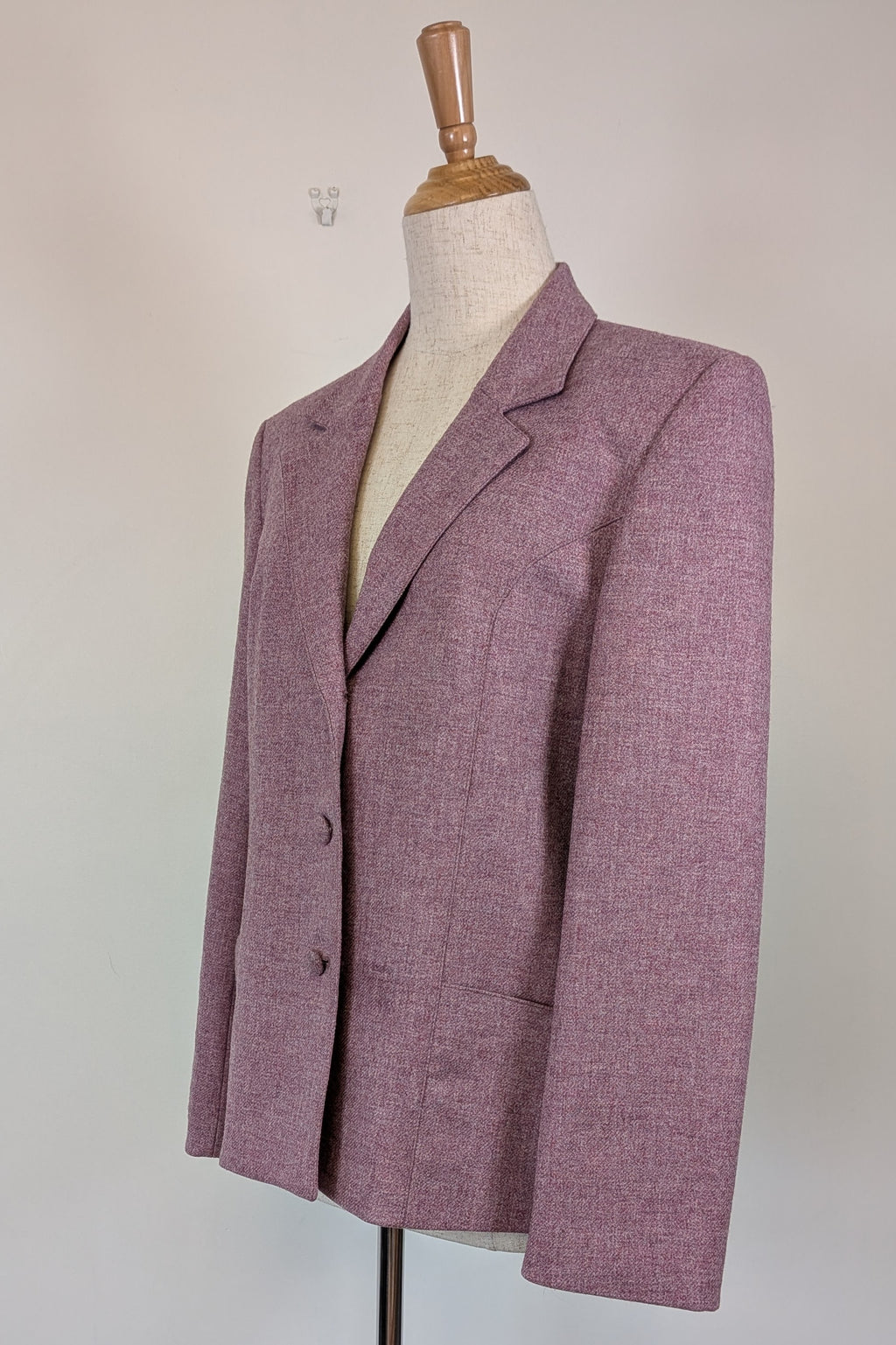 Vintage 90s British Dunedin Tradition Wool Blazer in Heather Mauve Size 12