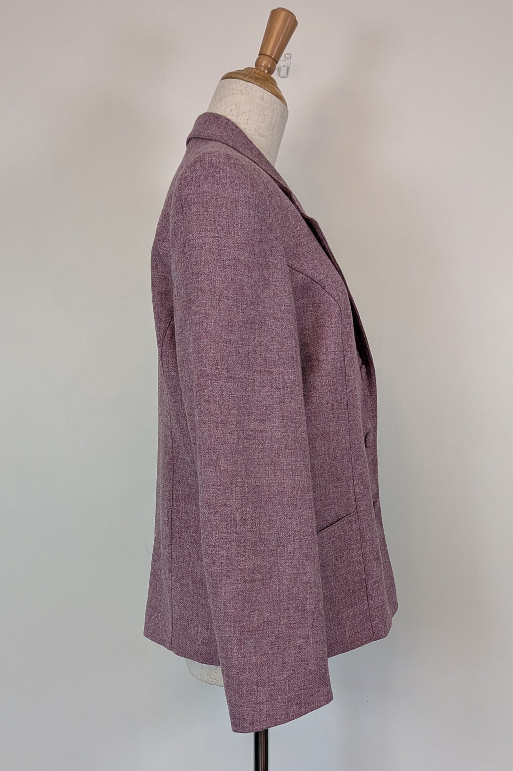 Vintage 90s British Dunedin Tradition Wool Blazer in Heather Mauve Size 12