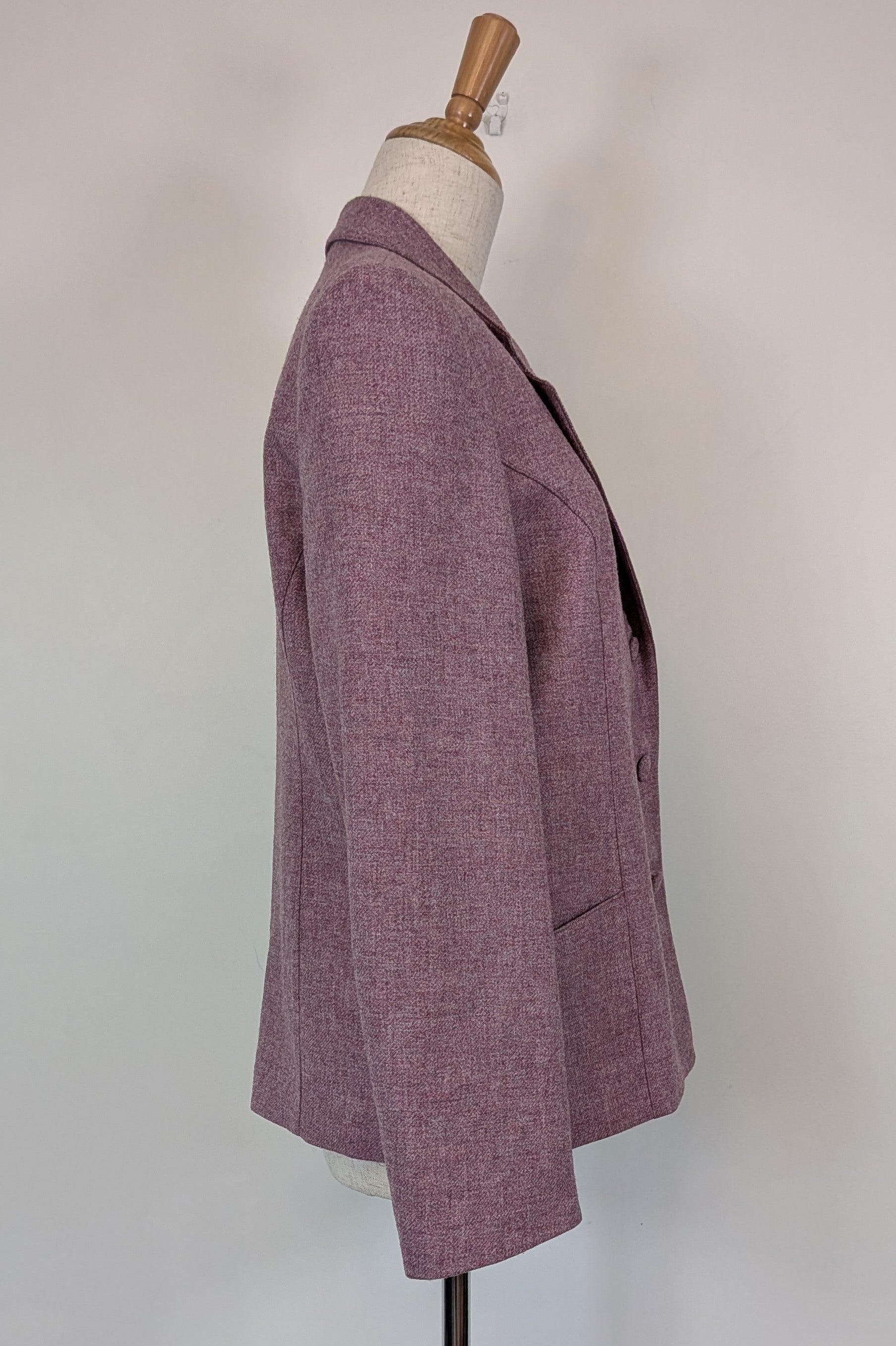 Vintage 90s British Dunedin Tradition Wool Blazer in Heather Mauve Size 12
