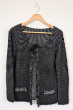 Vintage 90s/Y2K Made in Italy Frayed Fringe Knit Cardigan Size M