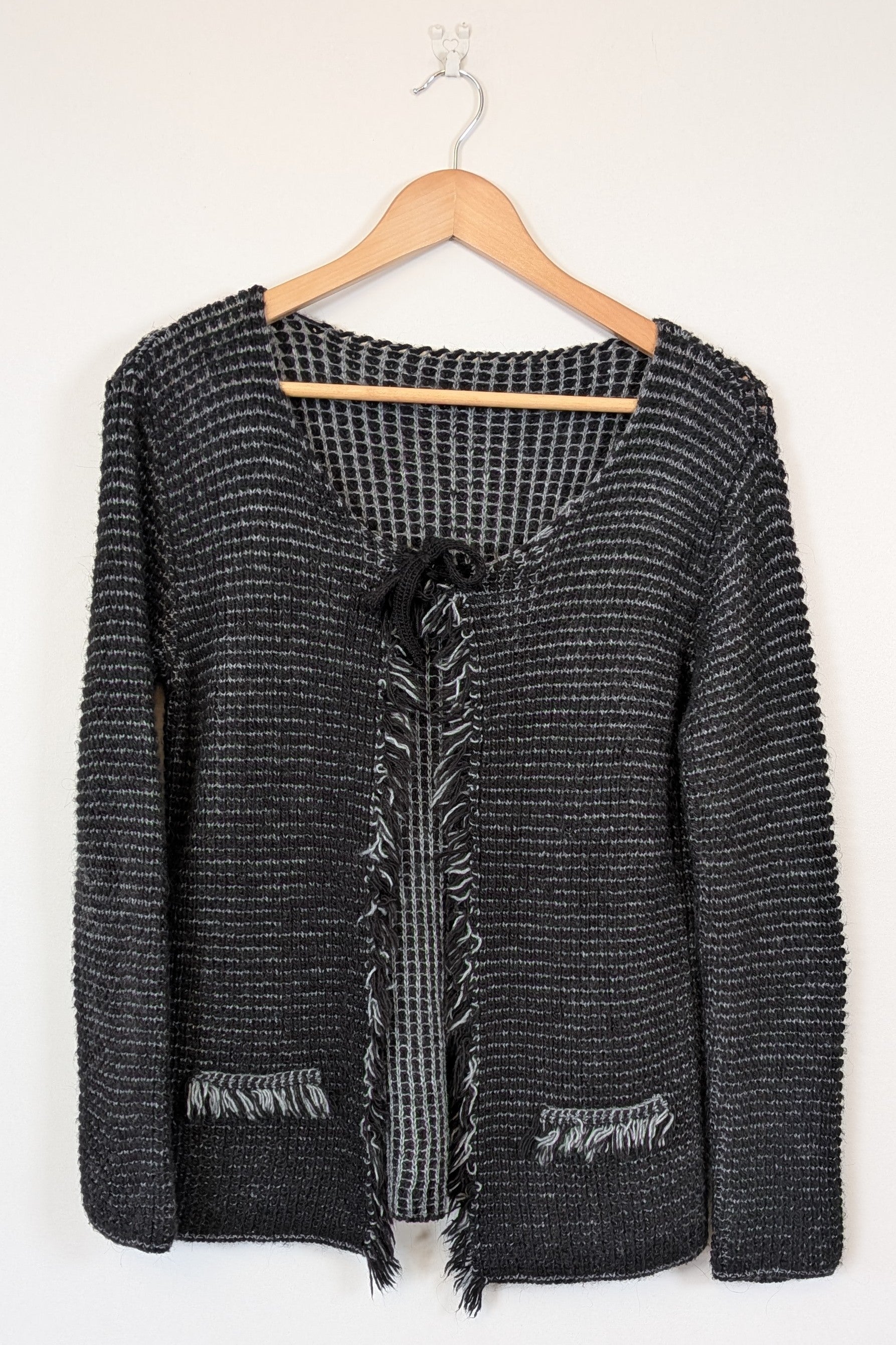 Vintage 90s/Y2K Made in Italy Frayed Fringe Knit Cardigan Size M