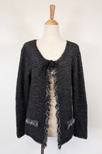 Vintage 90s/Y2K Made in Italy Frayed Fringe Knit Cardigan Size M