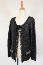 Vintage 90s/Y2K Made in Italy Frayed Fringe Knit Cardigan Size M