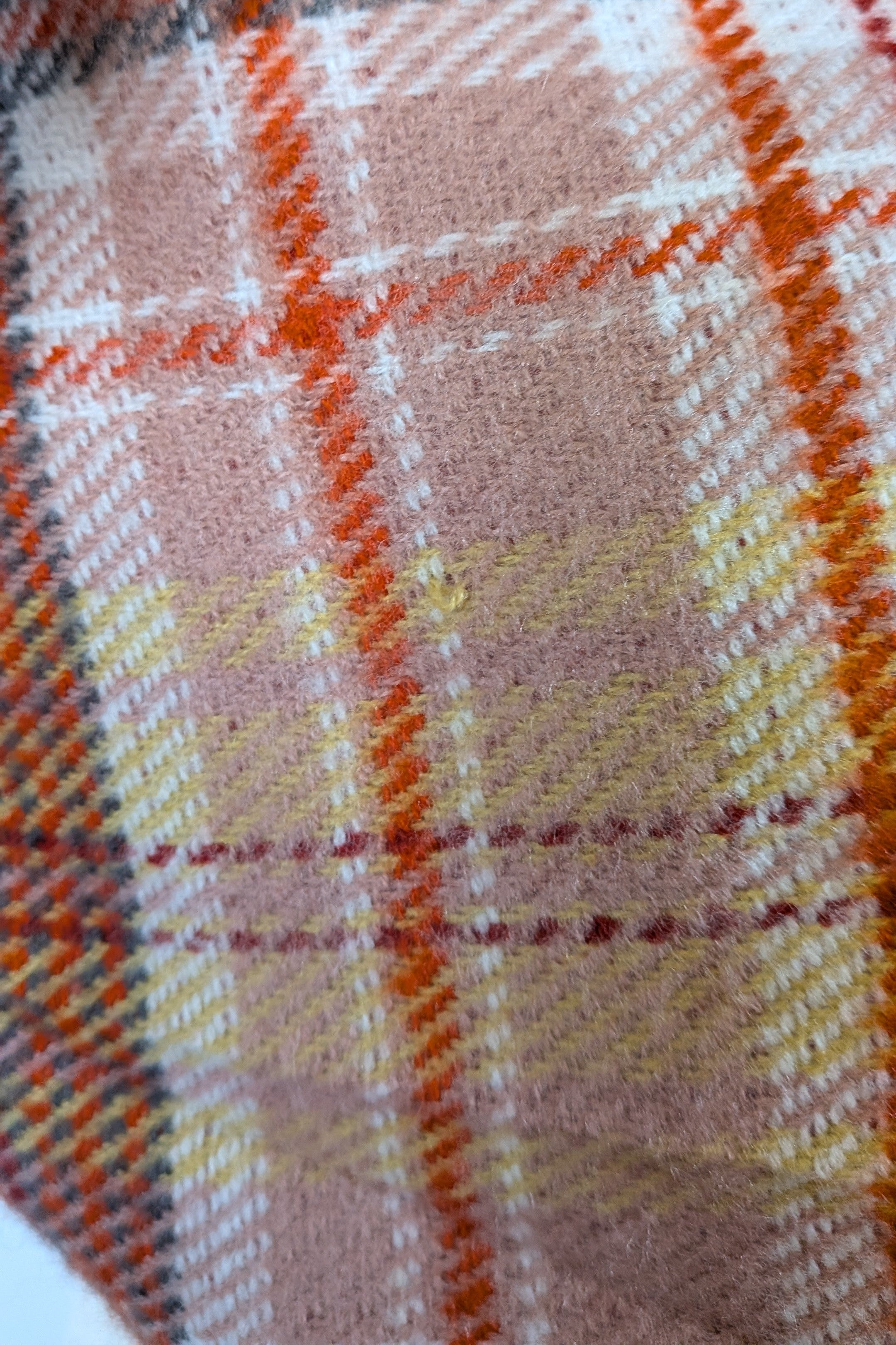 Plaid Faux Fur Collar Plaid Shawl Size S/M