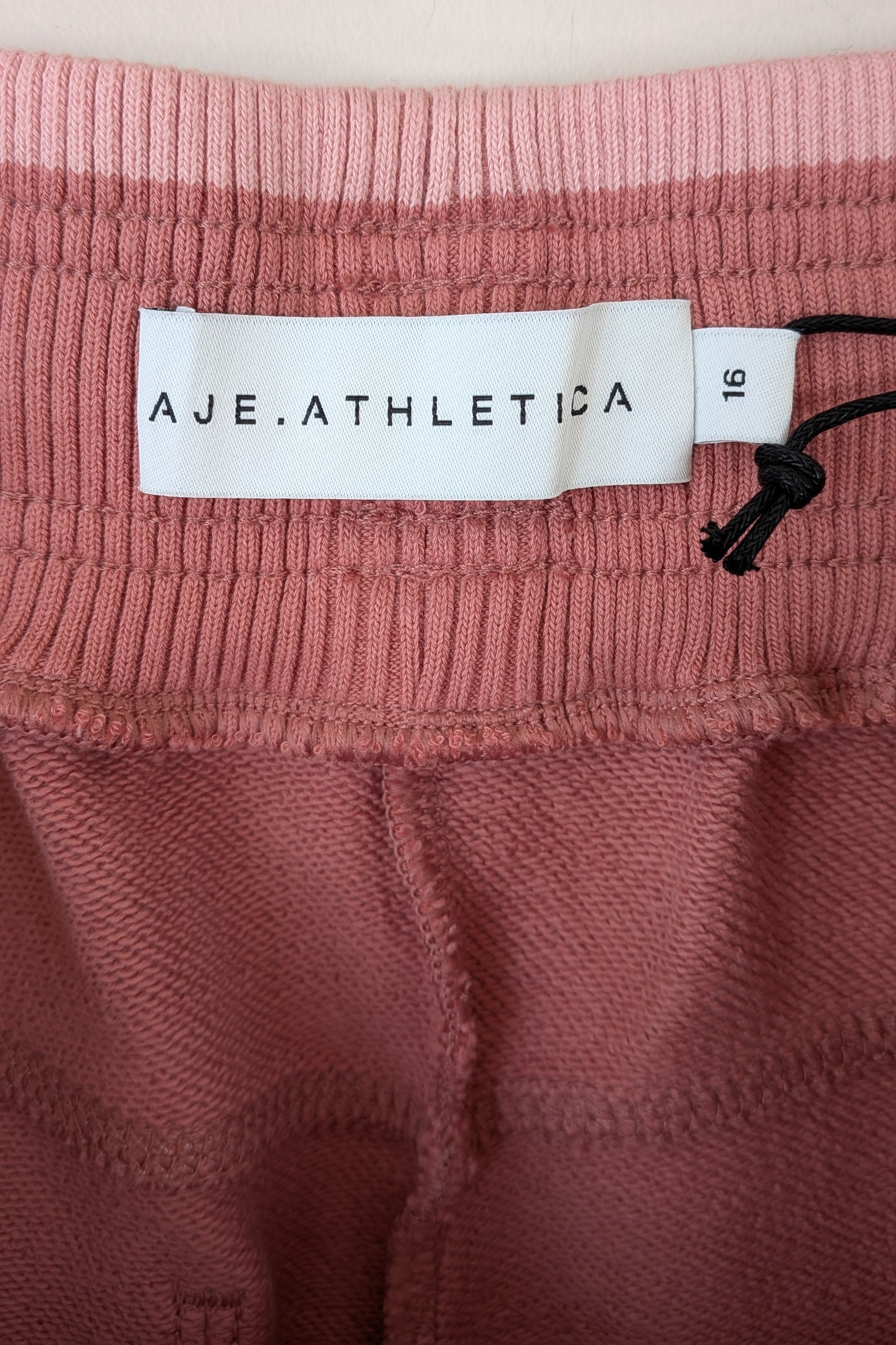 Aje Athletica Signature Logo Sweat Shorts in Rose Quartz Size 16 BNWT RRP $115