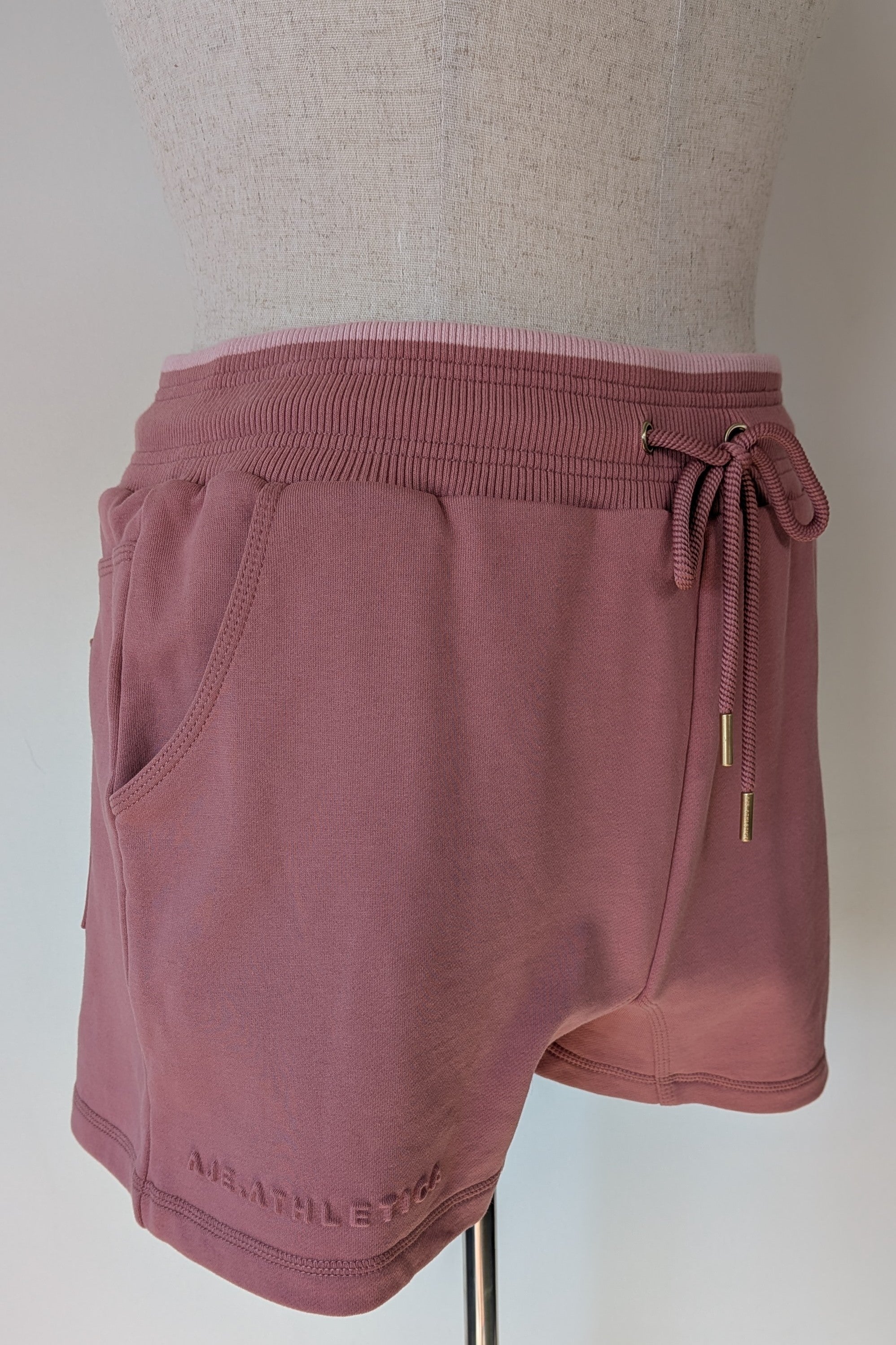 Aje Athletica Signature Logo Sweat Shorts in Rose Quartz Size 16 BNWT RRP $115
