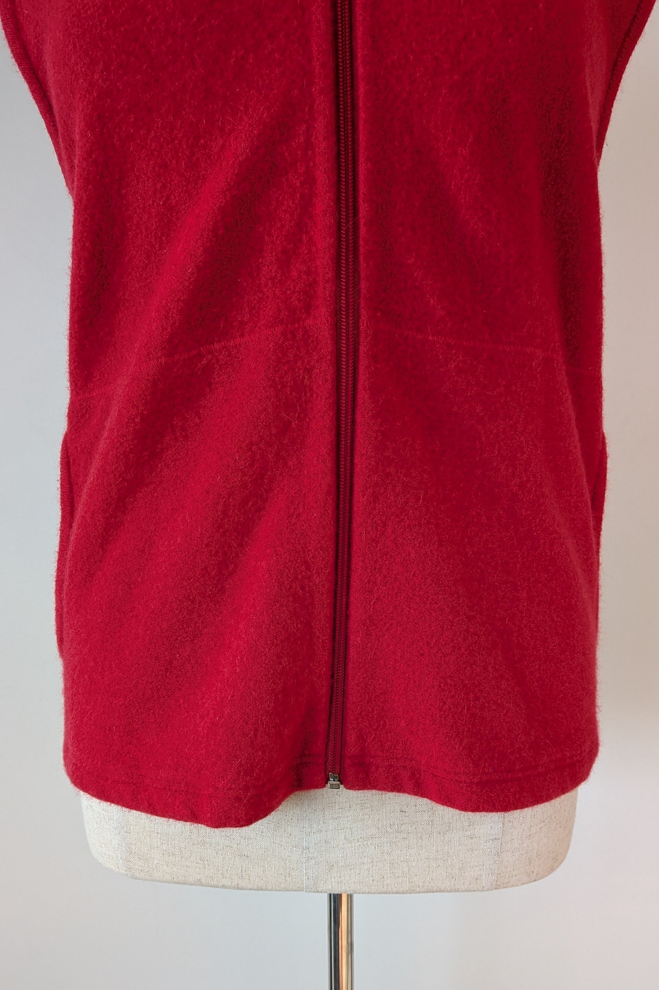 Vintage 90s Katie Cullen Red Merino & Angora Full-Zip Knit Vest Size 14