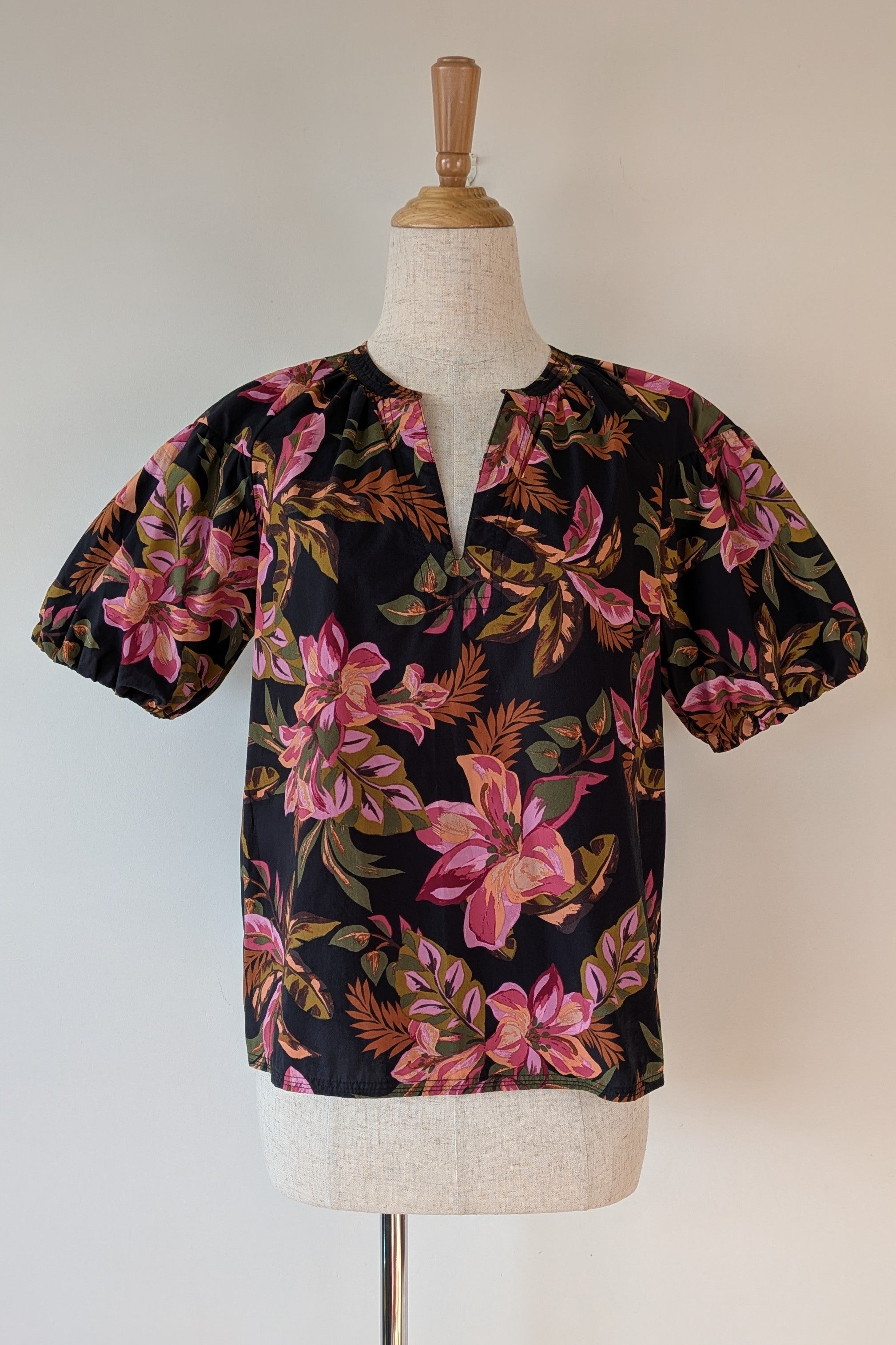 French Connection Tropical Puff Sleeve Shirt Size 6