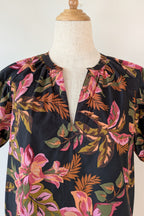 French Connection Tropical Puff Sleeve Shirt Size 6
