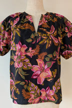 French Connection Tropical Puff Sleeve Shirt Size 6