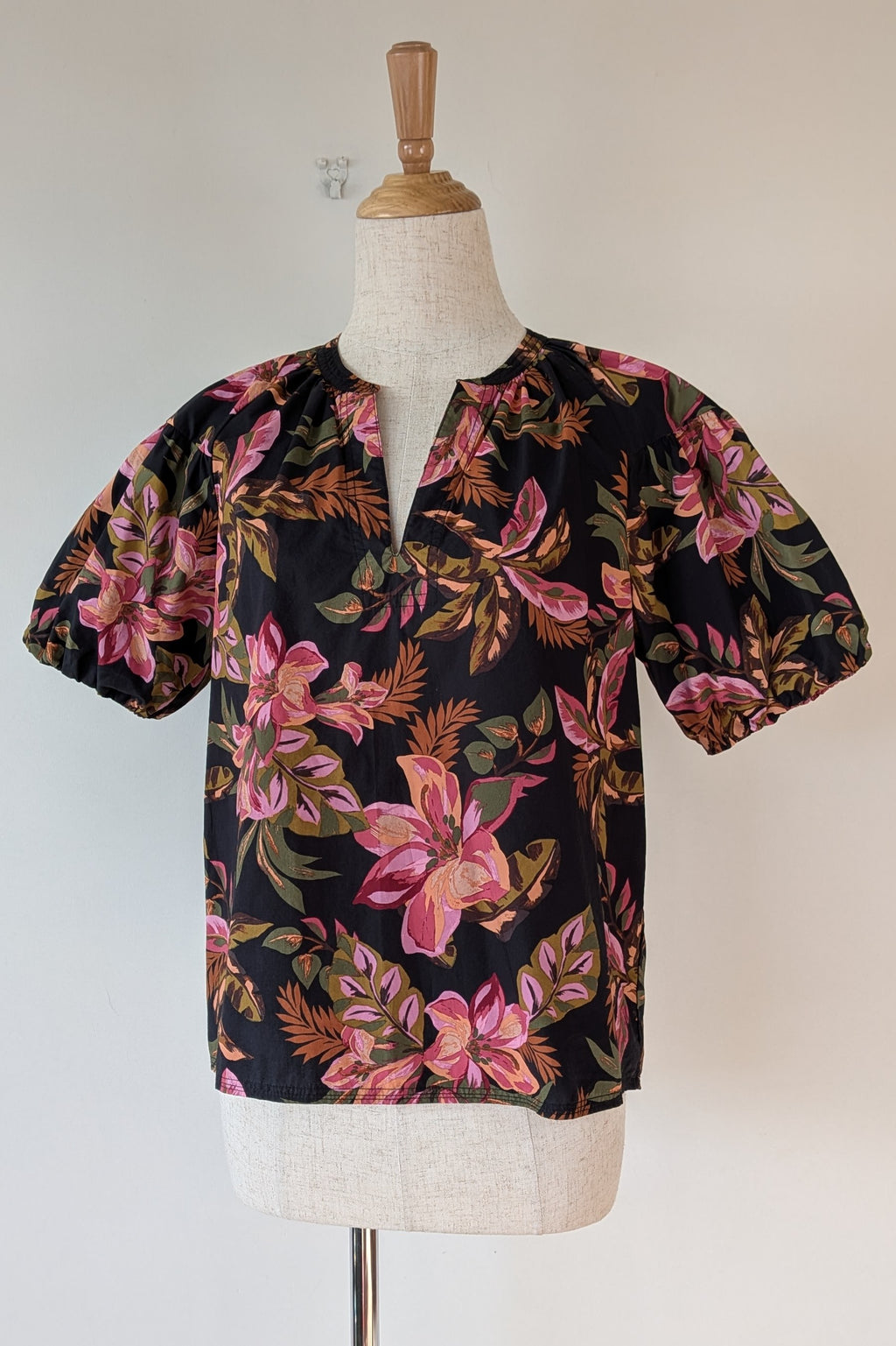 French Connection Tropical Puff Sleeve Shirt Size 6
