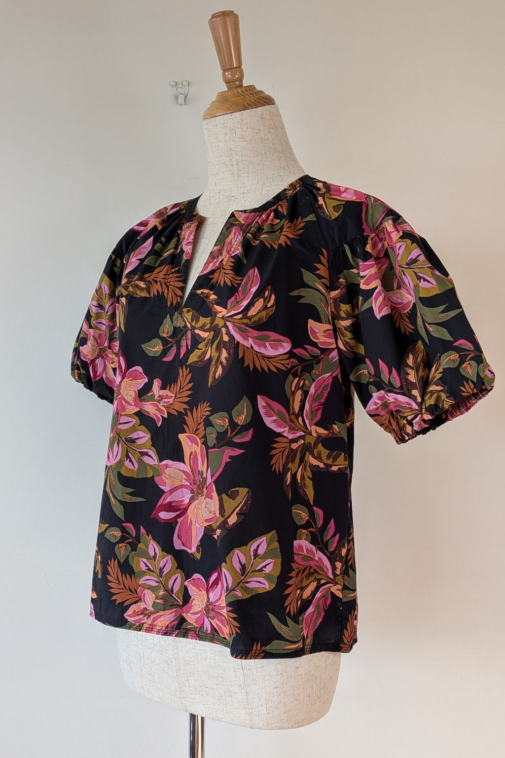 French Connection Tropical Puff Sleeve Shirt Size 6