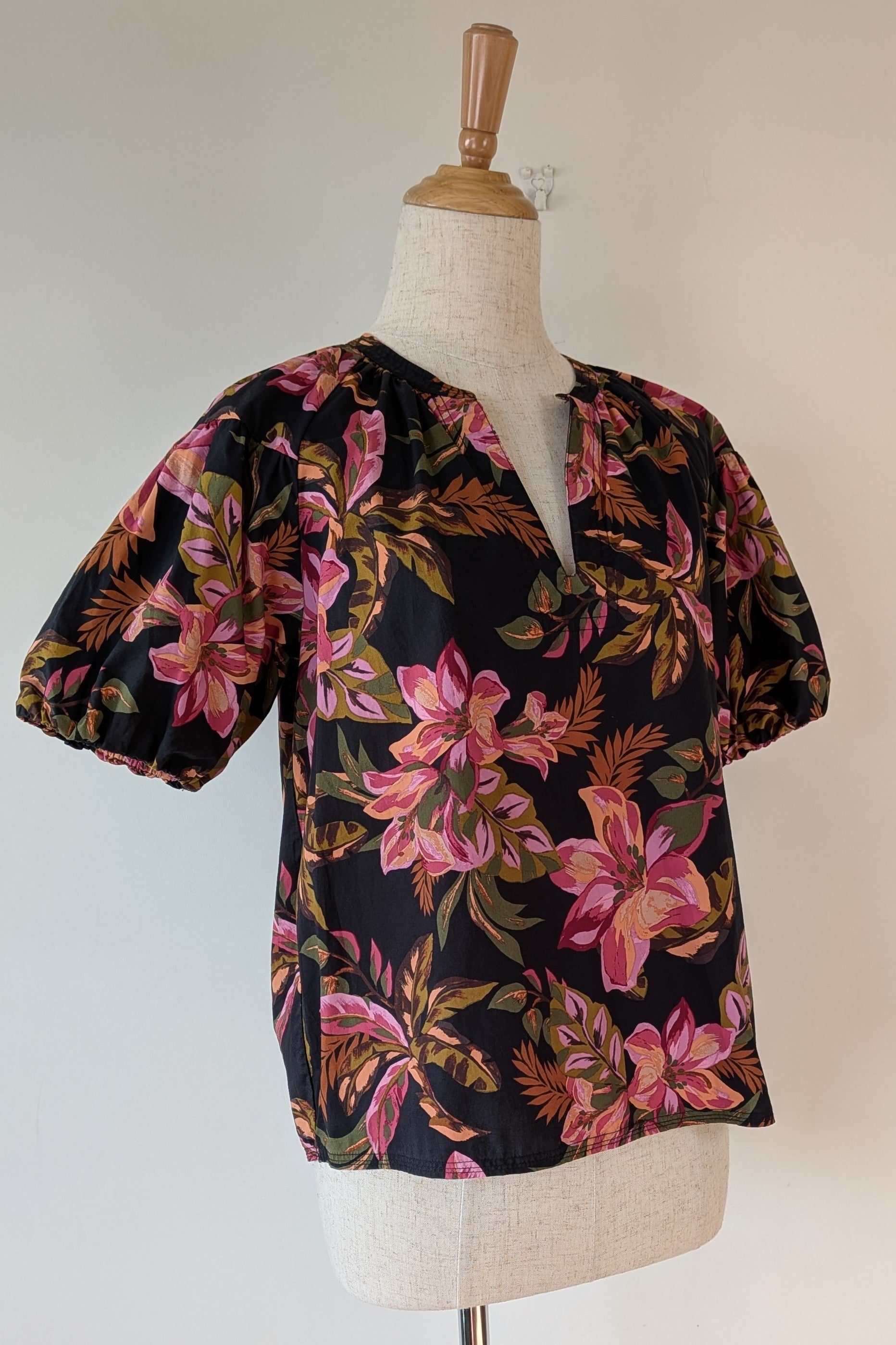 French Connection Tropical Puff Sleeve Shirt Size 6
