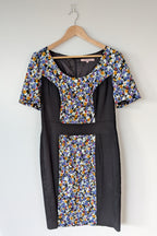 Review Ditsy Floral Print Contrast Panel Sheath Dress Size 14