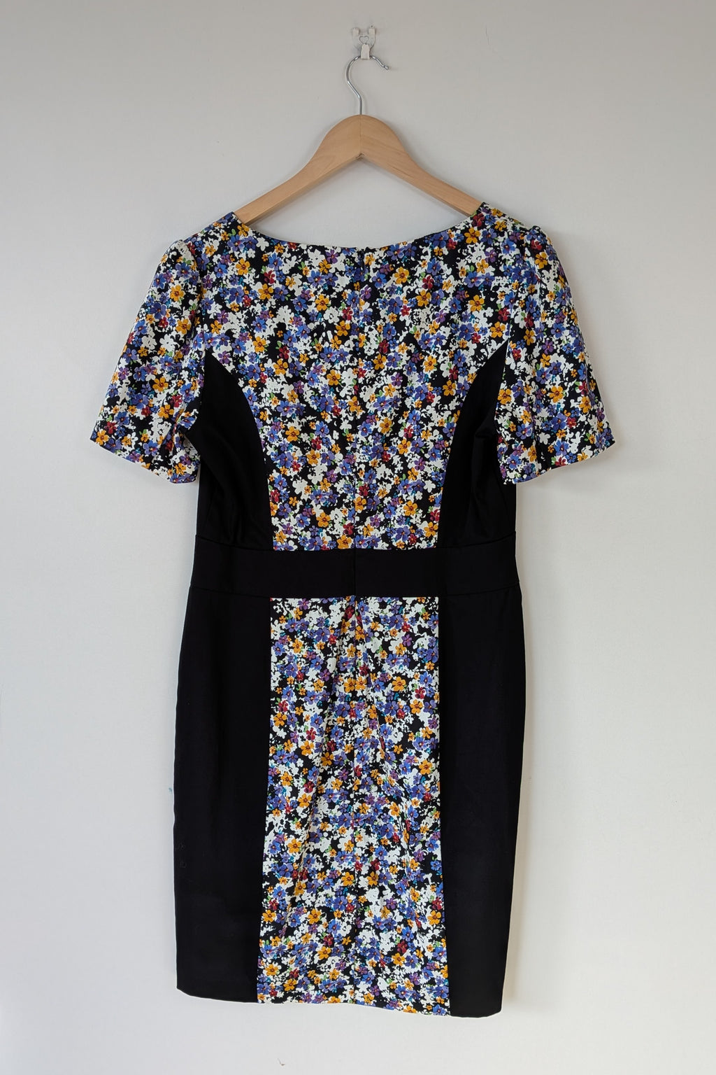 Review Ditsy Floral Print Contrast Panel Sheath Dress Size 14