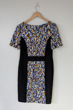 Review Ditsy Floral Print Contrast Panel Sheath Dress Size 14