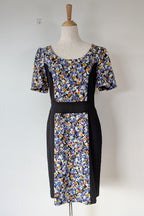 Review Ditsy Floral Print Contrast Panel Sheath Dress Size 14
