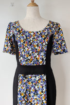 Review Ditsy Floral Print Contrast Panel Sheath Dress Size 14