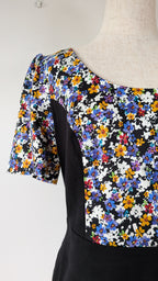 Review Ditsy Floral Print Contrast Panel Sheath Dress Size 14