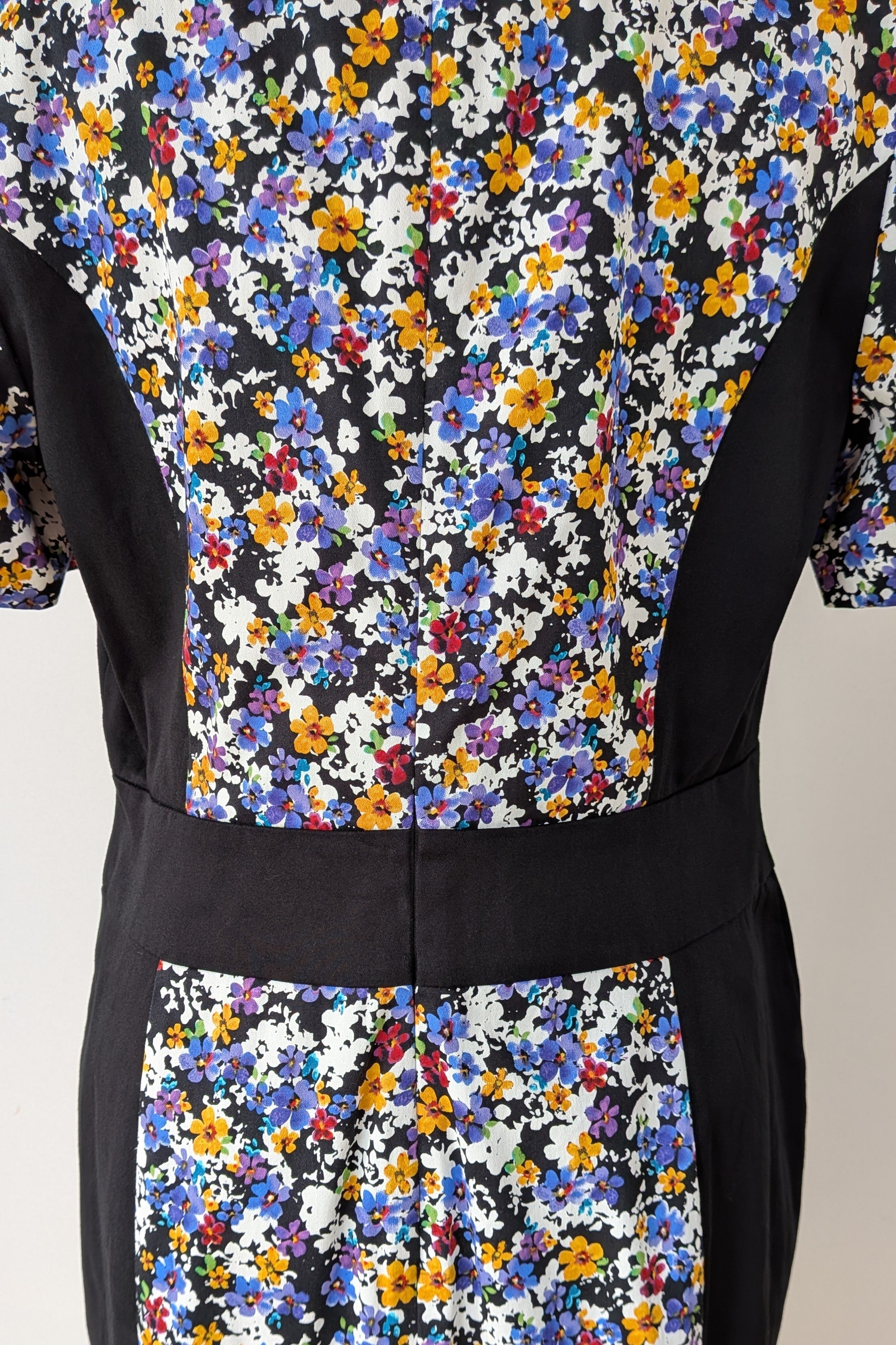 Review Ditsy Floral Print Contrast Panel Sheath Dress Size 14