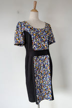 Review Ditsy Floral Print Contrast Panel Sheath Dress Size 14