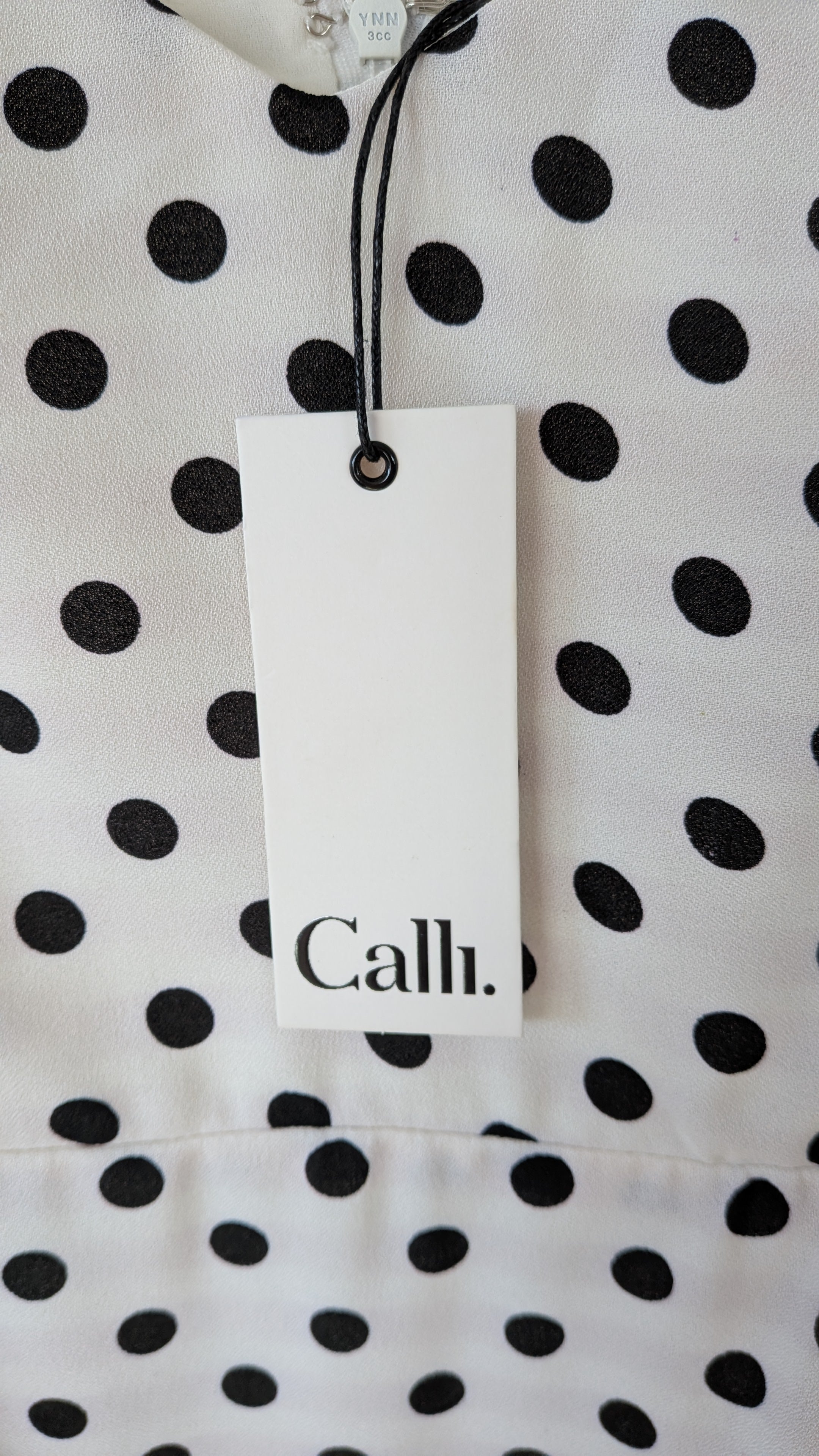 Calli Evie Mini Dress in White Polka Dot Size 18 BNWT RRP $109