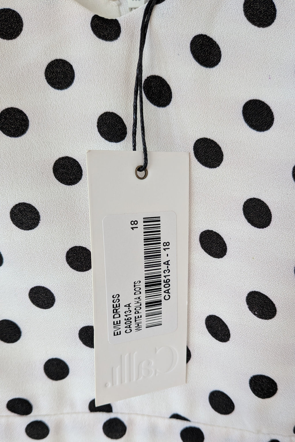 Calli Evie Mini Dress in White Polka Dot Size 18 BNWT RRP $109