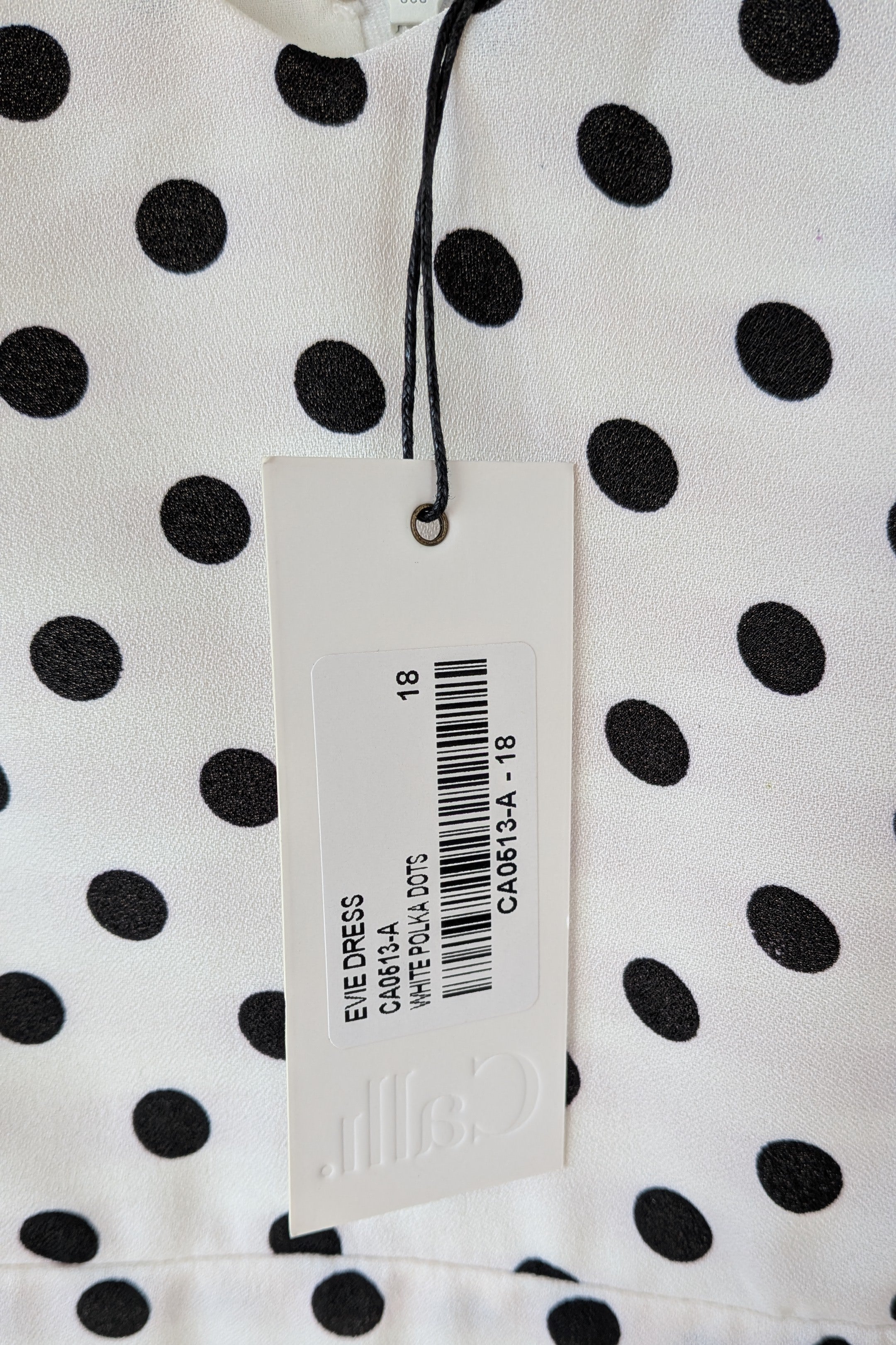Calli Evie Mini Dress in White Polka Dot Size 18 BNWT RRP $109